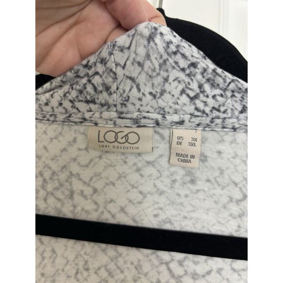 LOGO Lori Goldstein Open Front Cardigan Size 3X Lagenlook Snake Print Classic - Picture 3 of 6